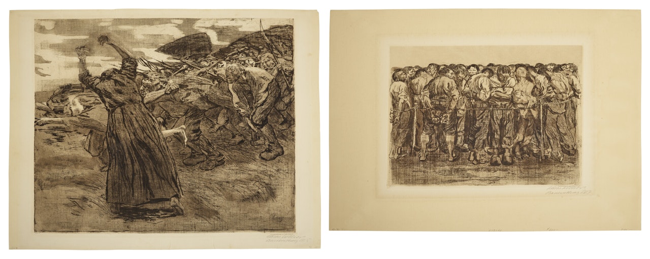 Bauernkrieg (Peasant's War): two plates by Kathe Kollwitz