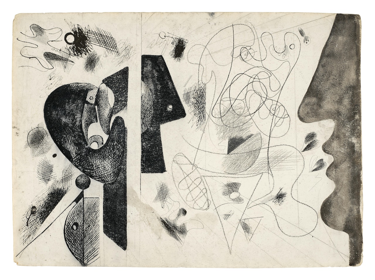 Nighttime, Enigma, and Nostalgia; Head of a Woman in Profile circa by Arshile Gorky