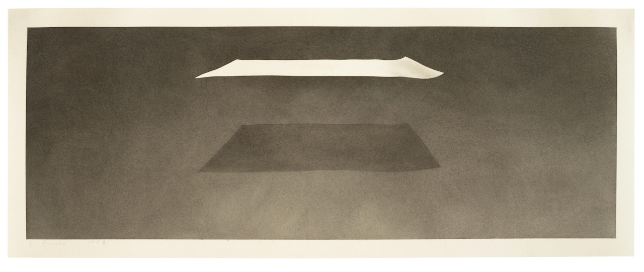 Suspended Sheet with Vaseline Stain by Ed Ruscha