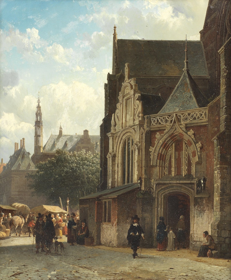Leaving church by Cornelis Springer