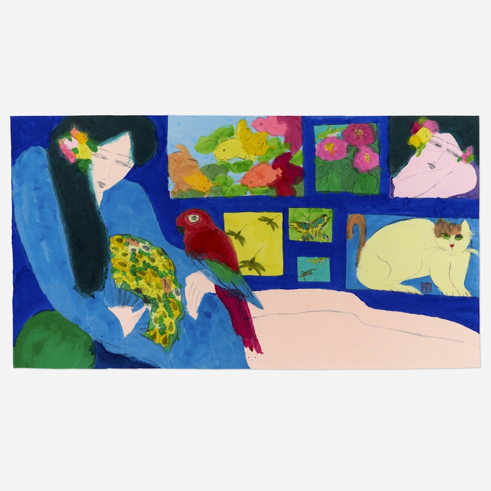 Untitled (Lady with Parrot) by Walasse Ting