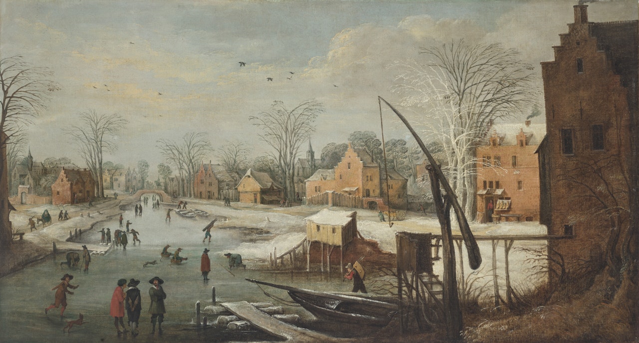 La fuite en Égypte dans un paysage d'hiver by Flemish School