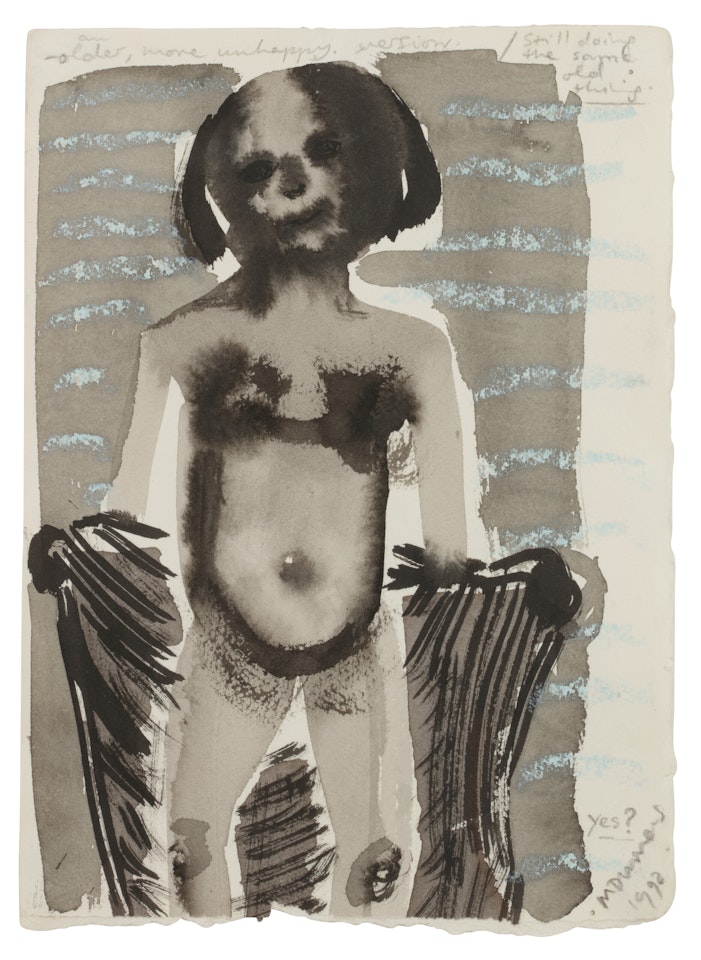 An older, more unhappy version/ Still doing the same old thing by Marlene Dumas
