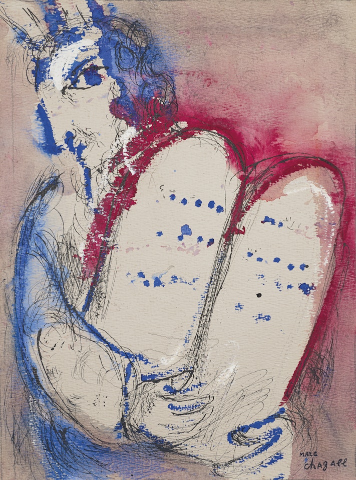 Moïse (gouache préparatoire pour la lithographie M. 126 (La Bible Ed. Verve)) by Marc Chagall