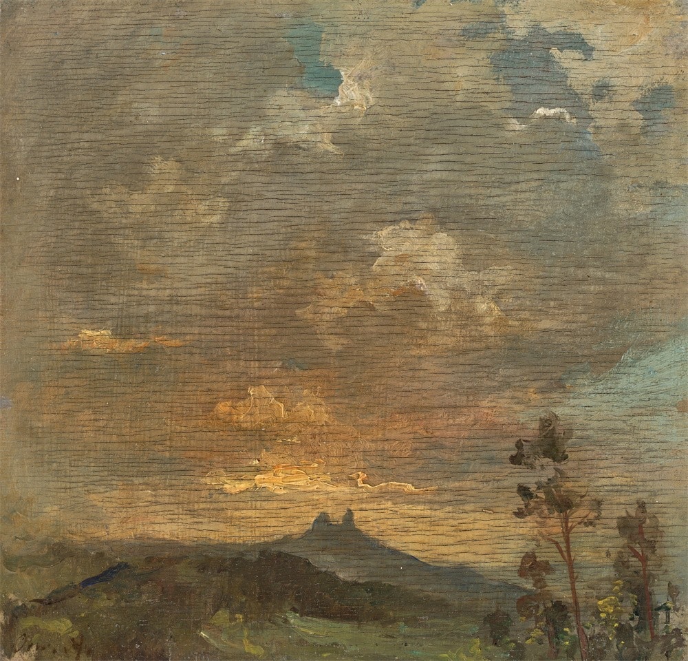 Clouds in evening light by Oswald Achenbach