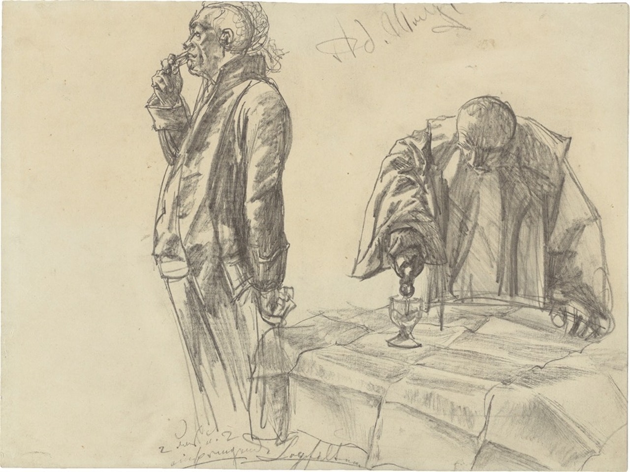 Study on Heinrich von Kleist: "The Broken Jug" by Adolph Menzel