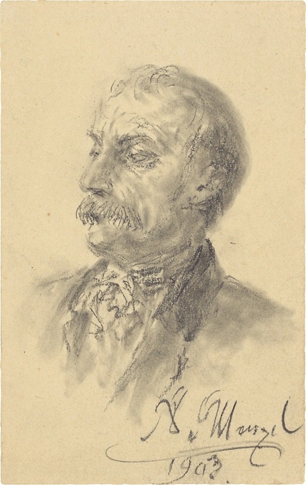 Portrait of a gentleman with a moustache by Adolph Menzel