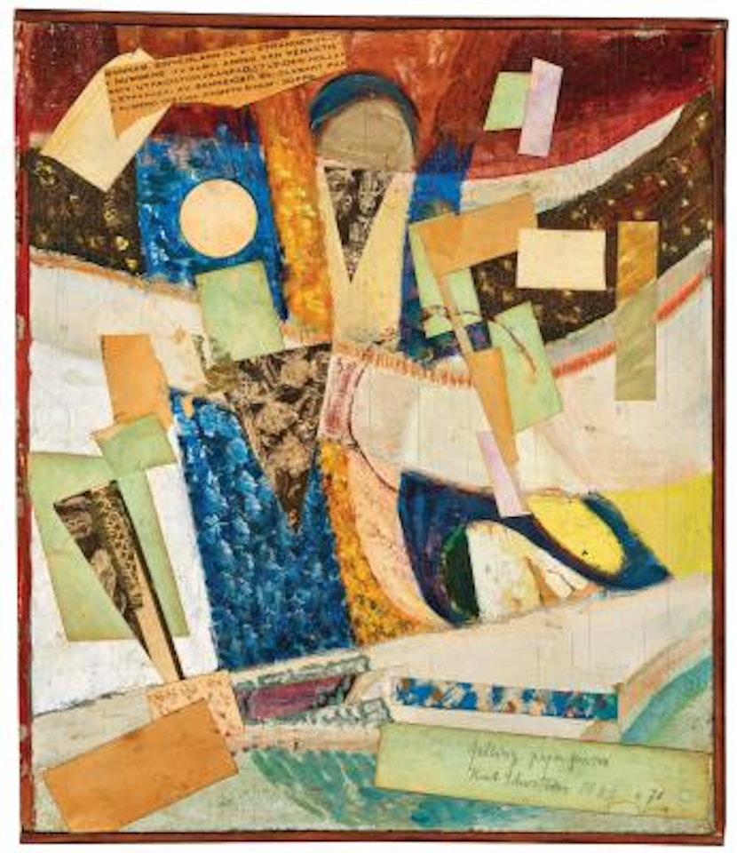 c 71 falling paper pieces by Kurt Schwitters