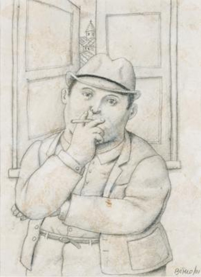 Man smoking by Fernando Botero