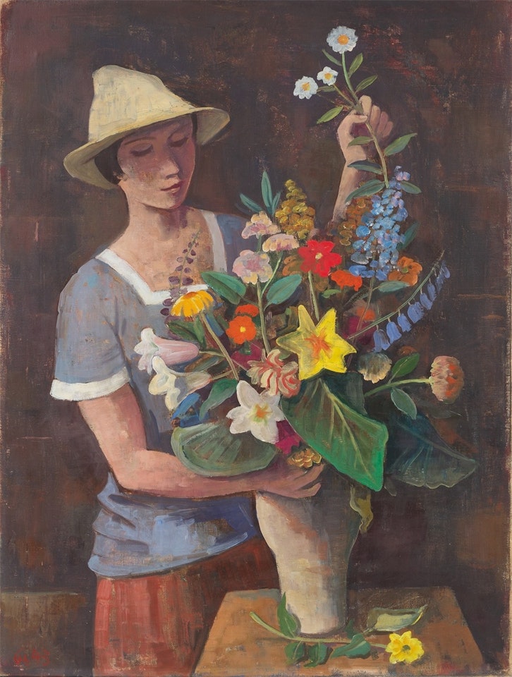 ”Mädchen mit Blumenstrauß” by Karl Hofer