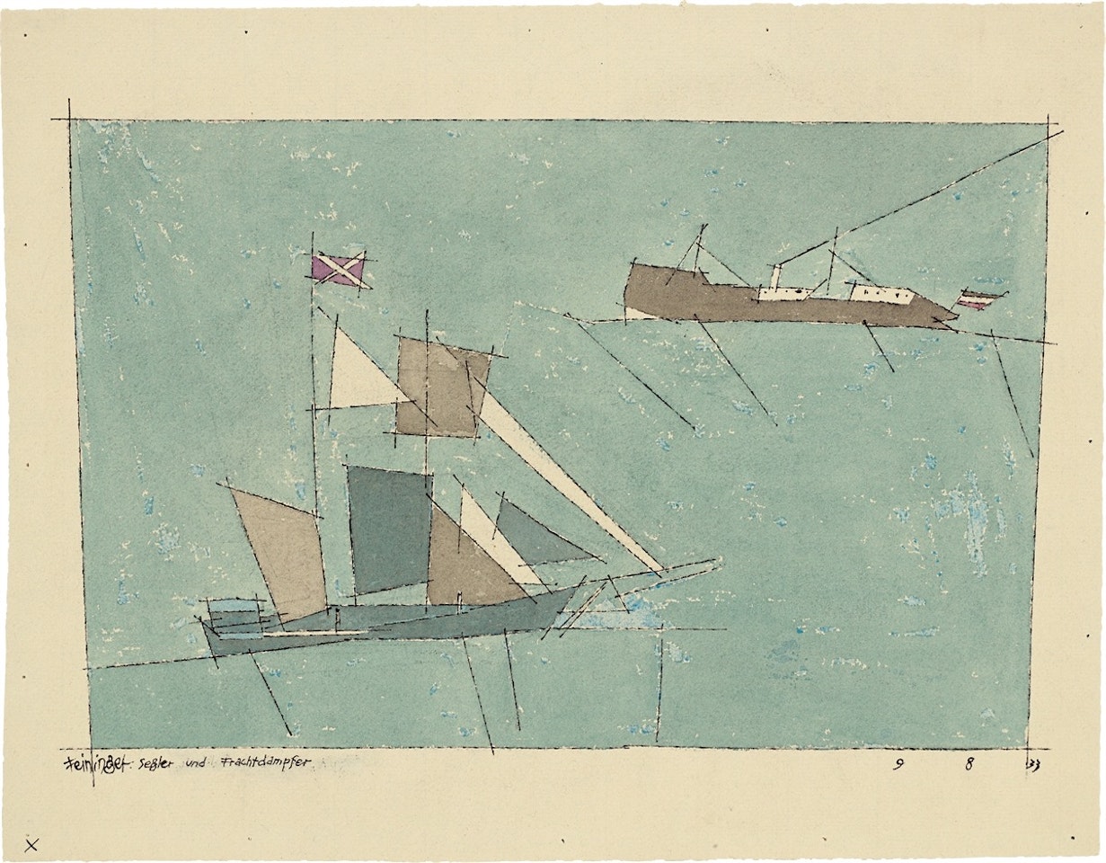 ”Segler und Frachtdampfer” by Lyonel Feininger