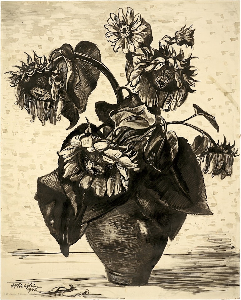 Sunflowers in a vase I by Max Pechstein