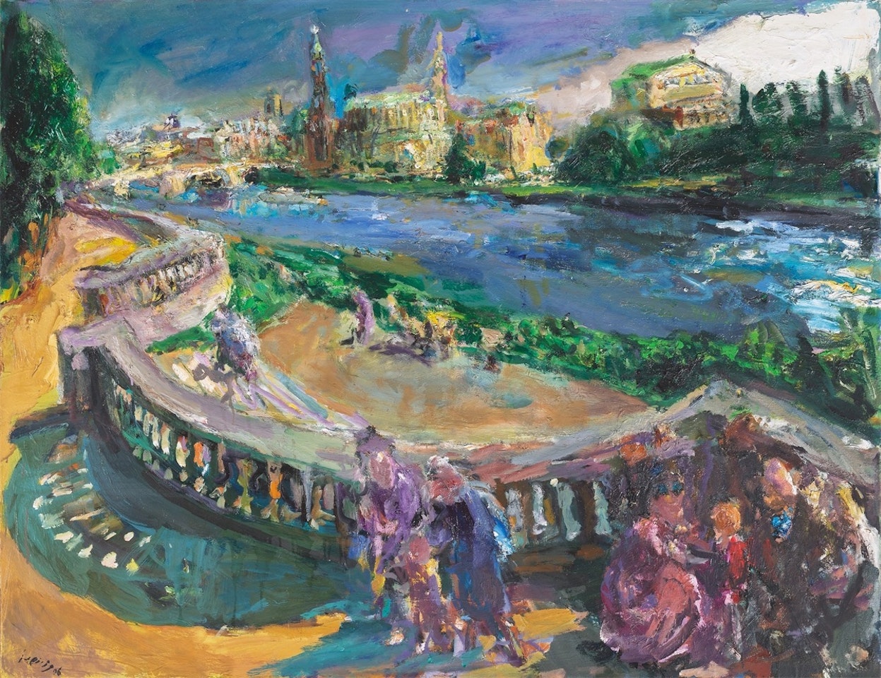 ”Dresdner Altstadt vom Königsufer” by Bernhard Heisig