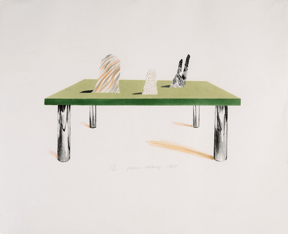 Glass Table with Objects (S.A.C. 68; MCA Tokyo 65) by David Hockney