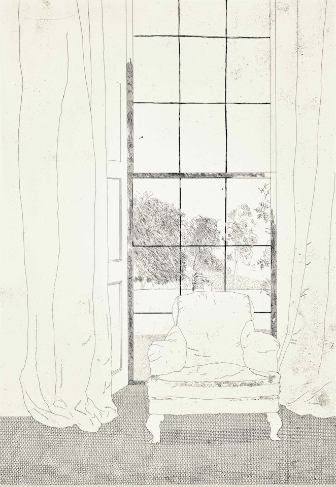 Home; and Room Full of Straw (from Illustrations for Six Fairy Tales from the Brothers Grimm) (S.A.C. 87, 104; MCA Tokyo 84, 102) by David Hockney