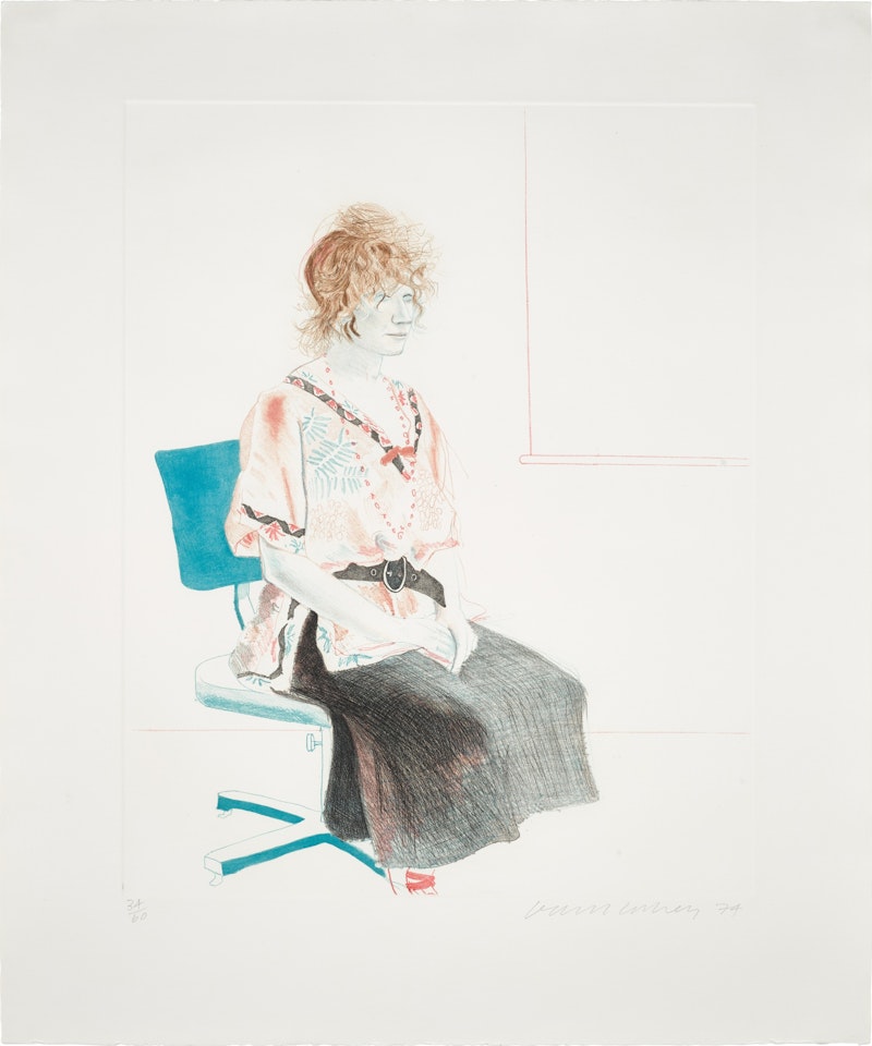 Celia Seated on an Office Chair (Tokyo 160) by David Hockney
