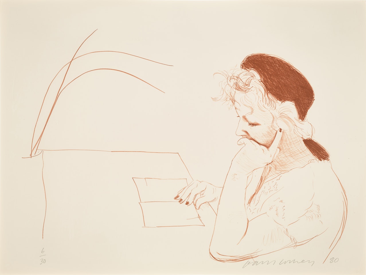 Celia Reading (from A Series of Hand Drawn Lithographs from 1979-80) (MCA Tokyo 245) by David Hockney