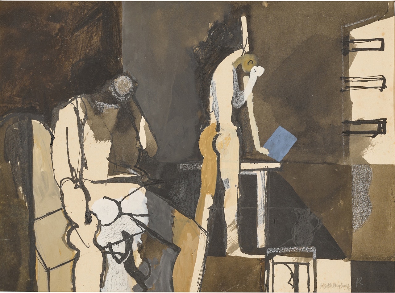 Grey interior with figures (II) by Keith Vaughan