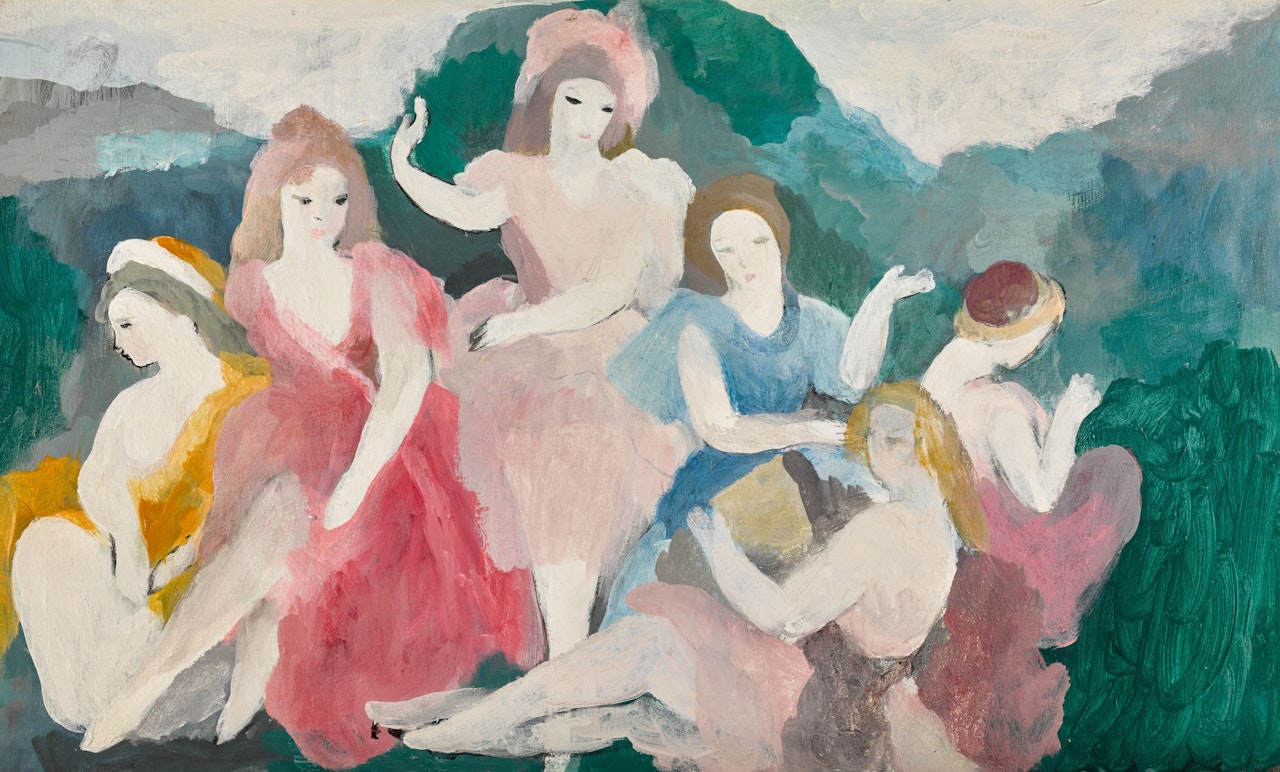 Groupe de six jeunes femmes by Marie Laurencin