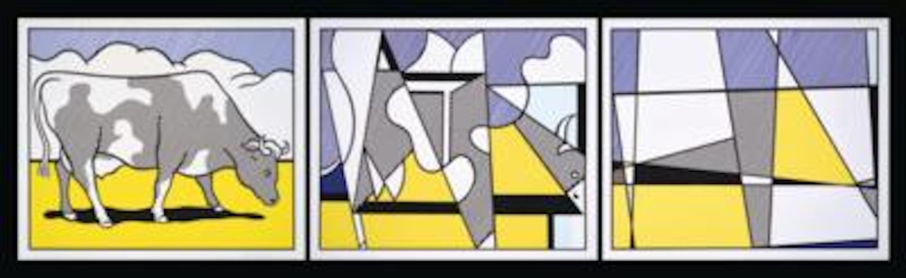 “Cow Triptych (Cow Going Abstract)” by Roy Lichtenstein