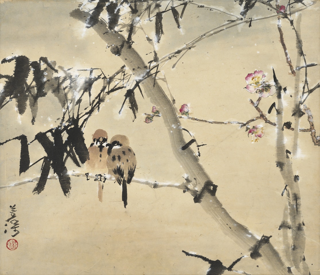 Winter Plums and Sparrows by Yang Shanshen