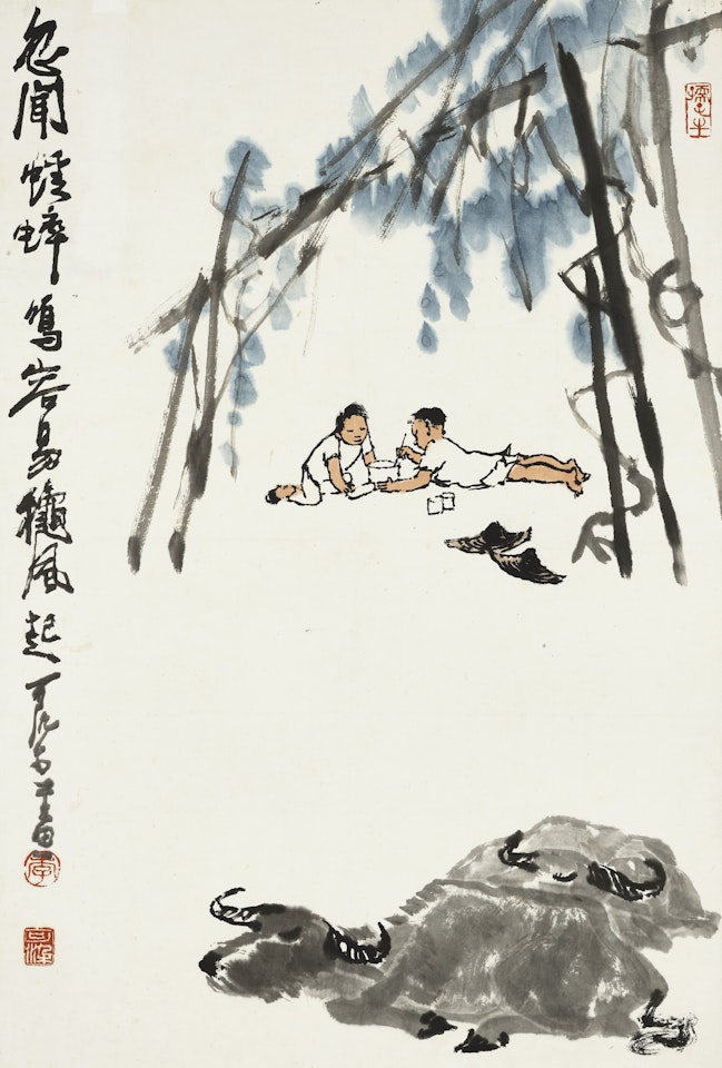 Boys and Buffalos in Autumn by Li Keran