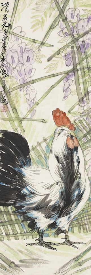 Rooster and Wisteria by Lin Fengmian