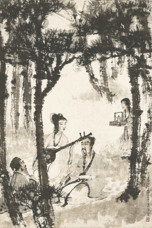 Listening to the Ruan by Fu Baoshi