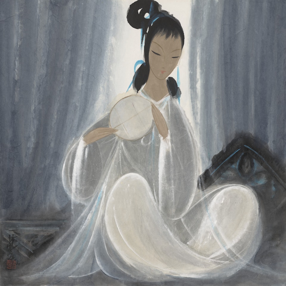 Lady Holding Fan by Lin Fengmian