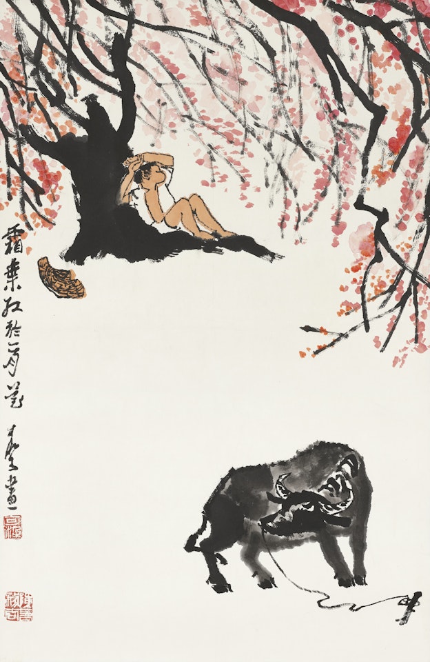 Herding in Autumn by Li Keran