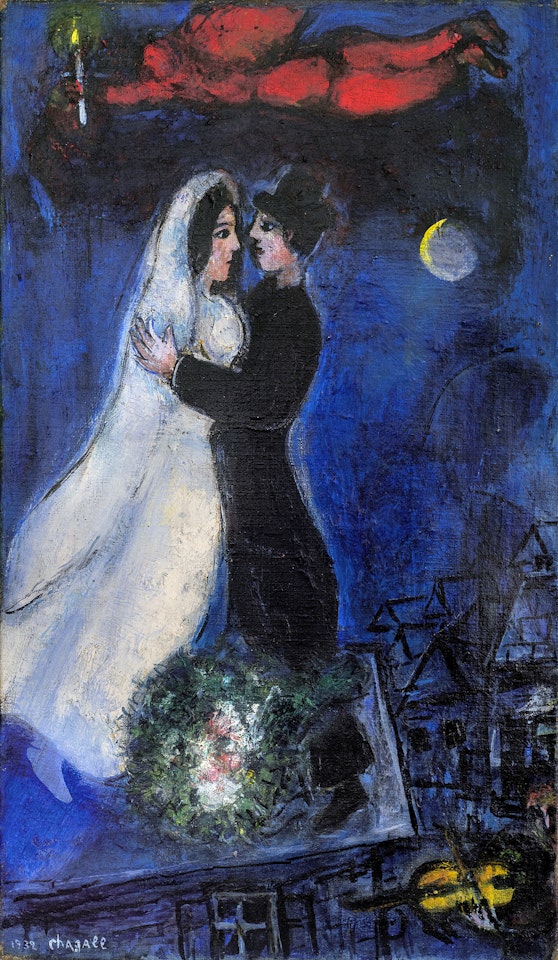 Mariés à l'ange rouge by Marc Chagall