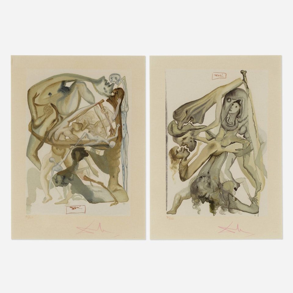 Legs; At the Edge of the Seventh Bolge (two works from the Divine Comedy portfolio: Inferno - The Nine Circles of Hell) by Salvador Dali
