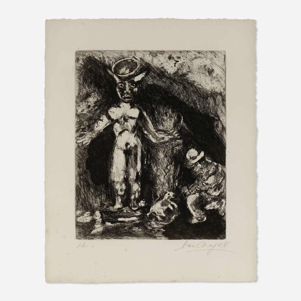 The Man and the Wooden Idol (from the Fables de la Fontaine series) by Marc Chagall