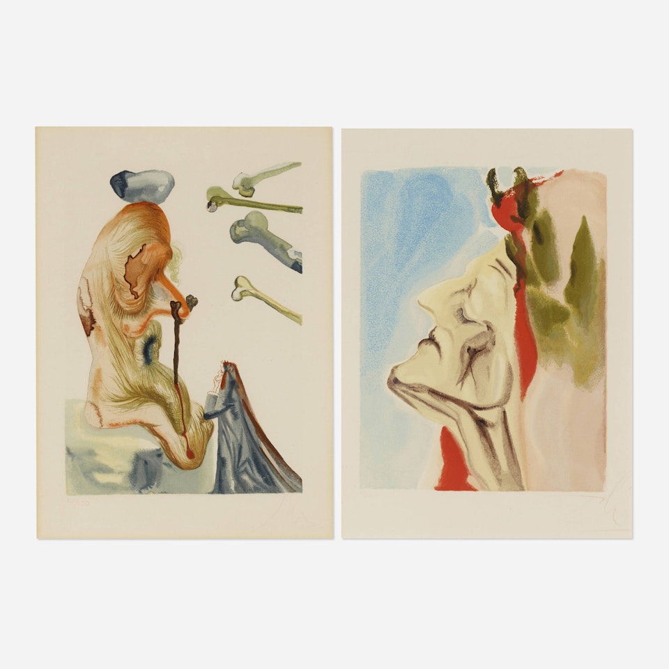 Two works from The Divine Comedy portfolio by Salvador Dali