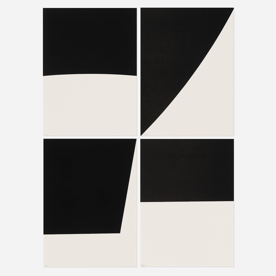 Four works from the Un coup de dés n'abolira jamais le hasard portfolio by Ellsworth Kelly