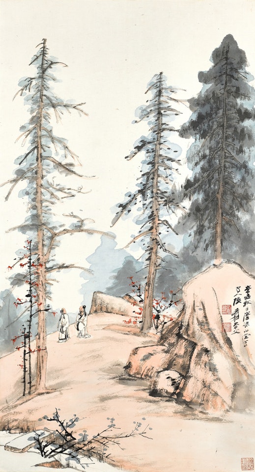 Leisurely Conversation in Autumn Grove by Zhang Daqian