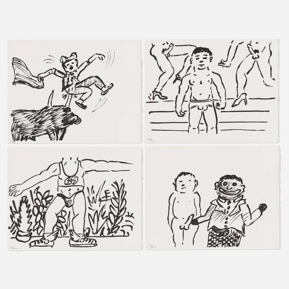 Four works from the Fault Lines series by Keith Haring