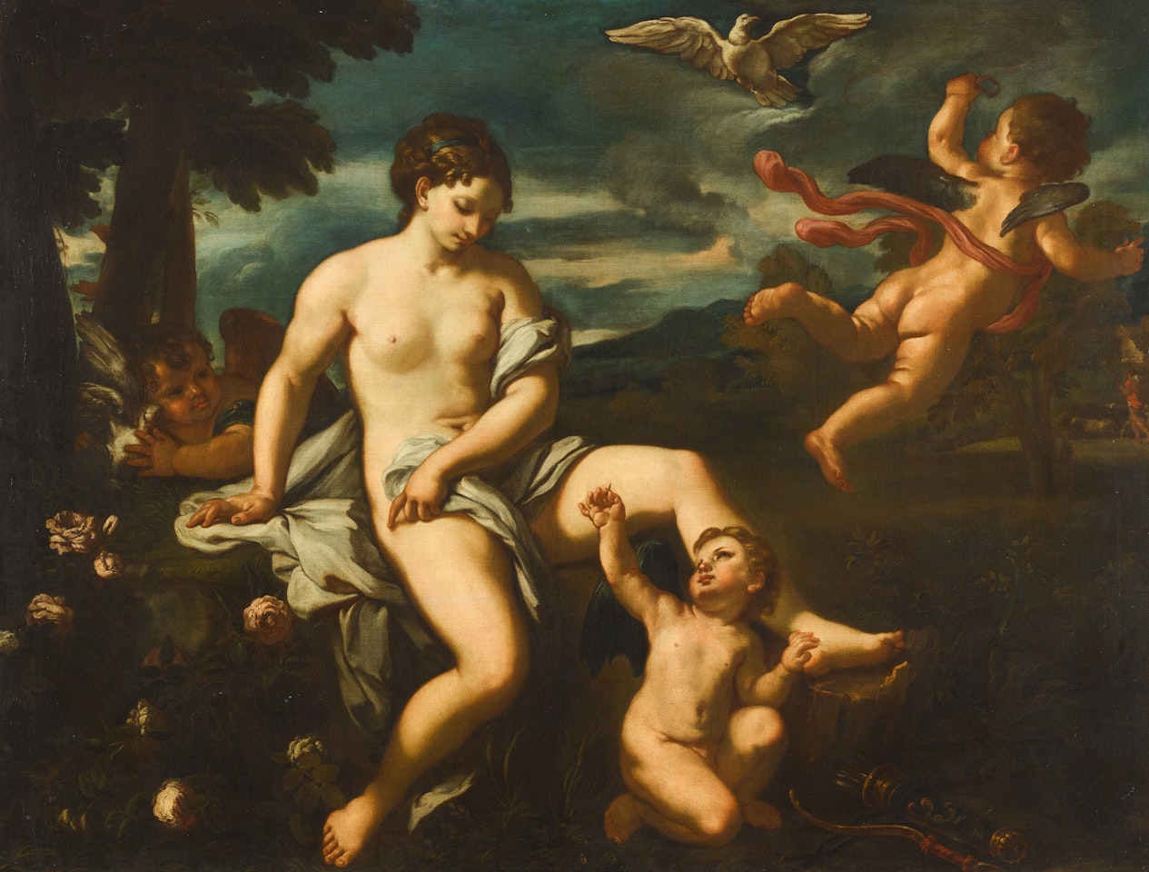 Venus pricked by a thorn (The origin of the red rose) by Attributed to Carlo Maratta