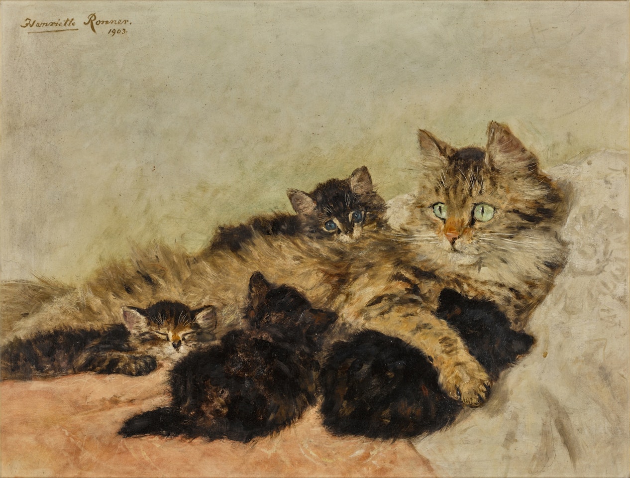 Mother's Pride by Henriette Ronner-Knip