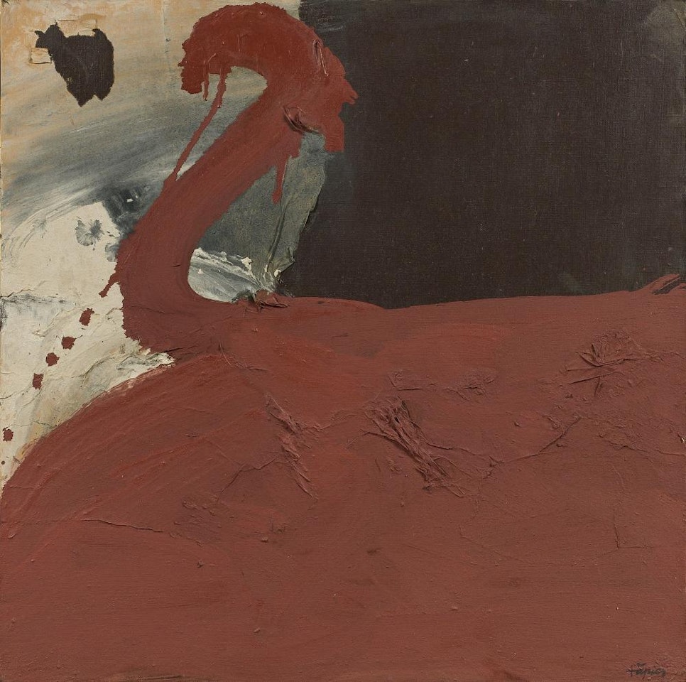 Pinture-collage oxyde rouge by Antoni Tapies