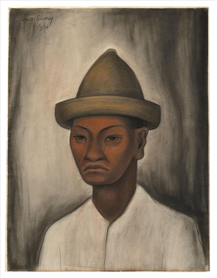 Retrato de campesino con sombrero puntiagudo by Diego Rivera