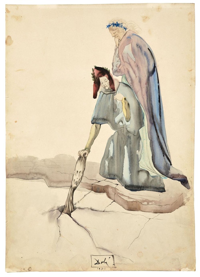 Les traitres envers leur patrie, Illustration pour l'Enfer, chant 32 by Salvador Dali