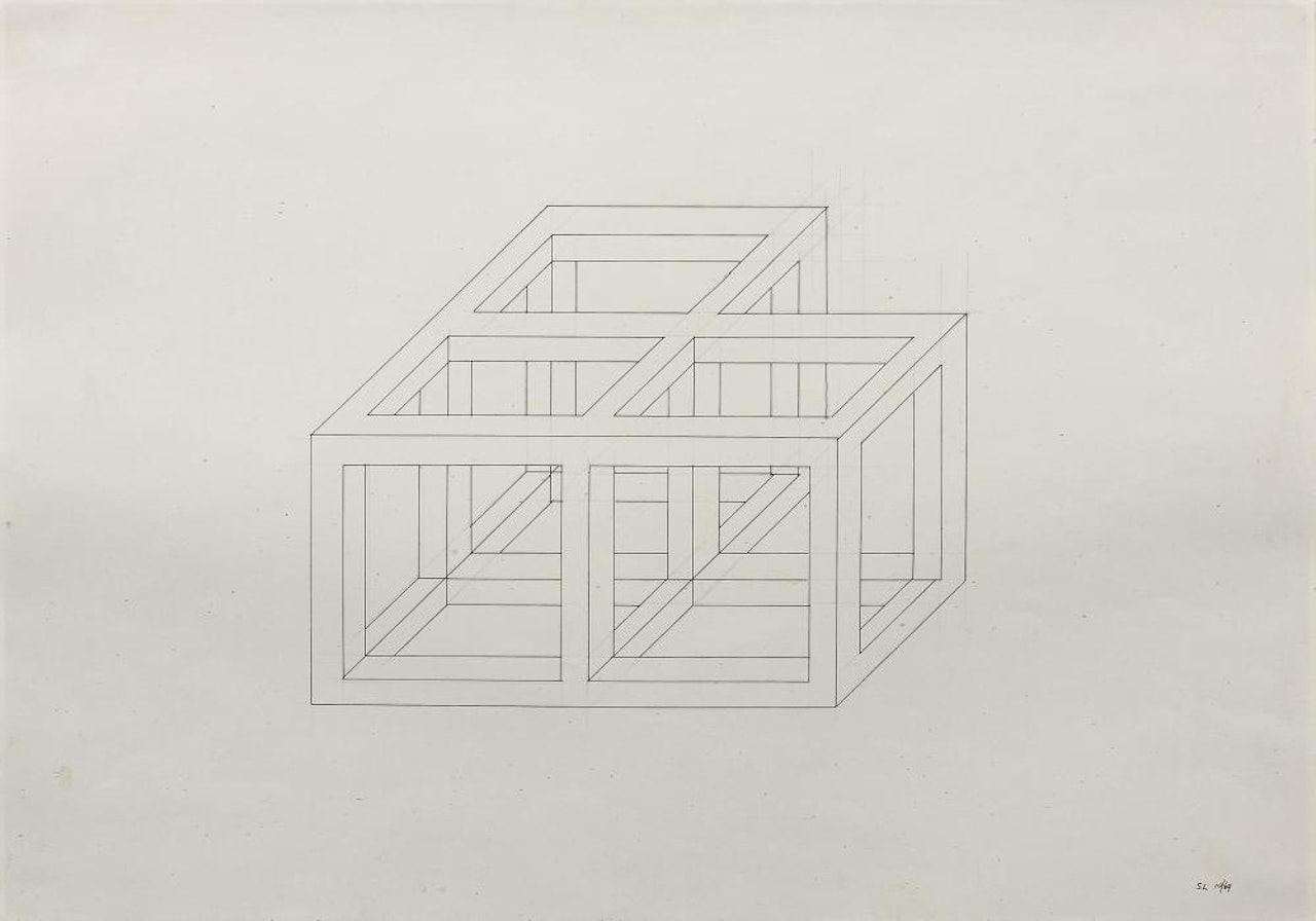 Drawing for Three Cubes (Angle) by Sol LeWitt