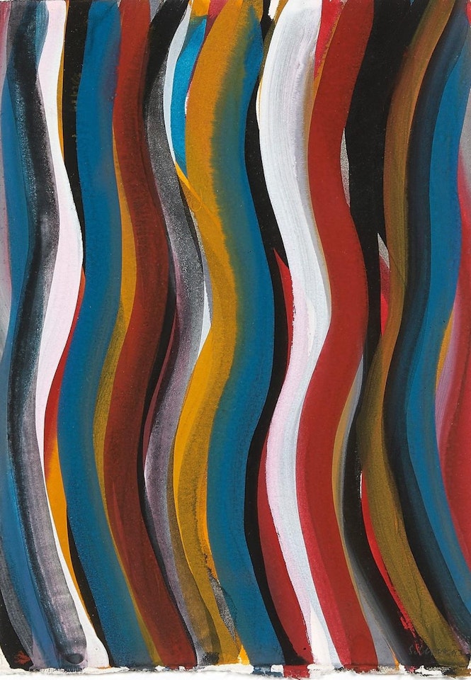 Irregular bands of colour superimposed by Sol LeWitt