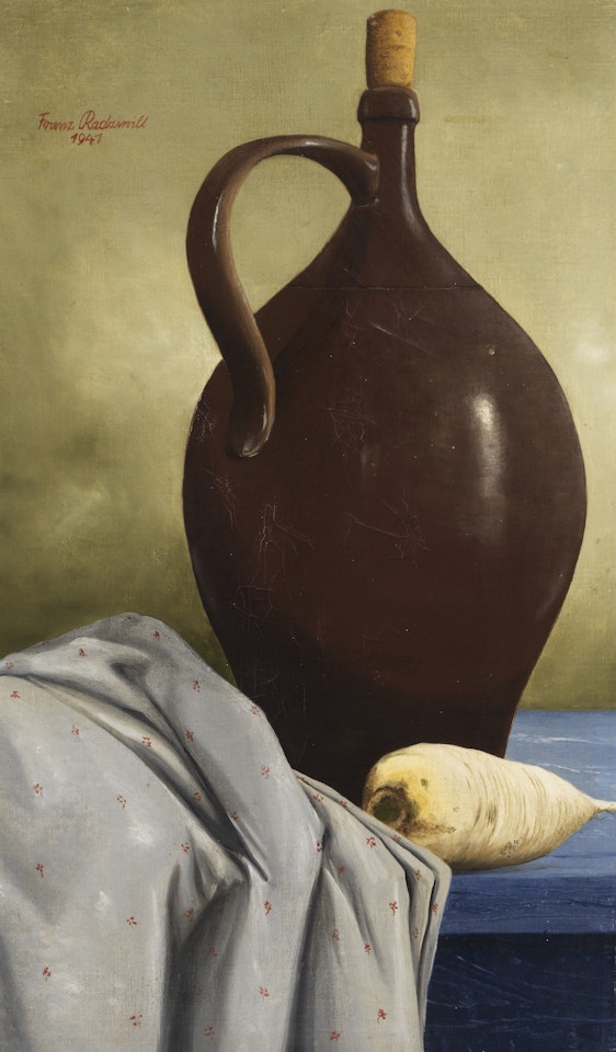 Stillleben mit Krug und Rettich by Franz Radziwill