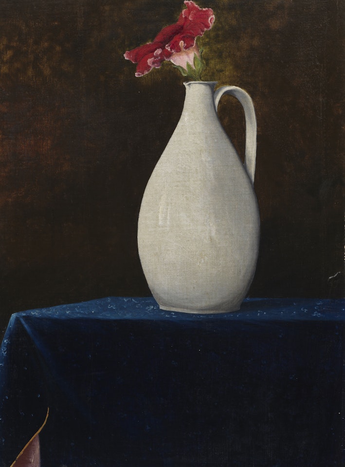 Stilleben mit Gloxinie in weißem Krug by Franz Radziwill