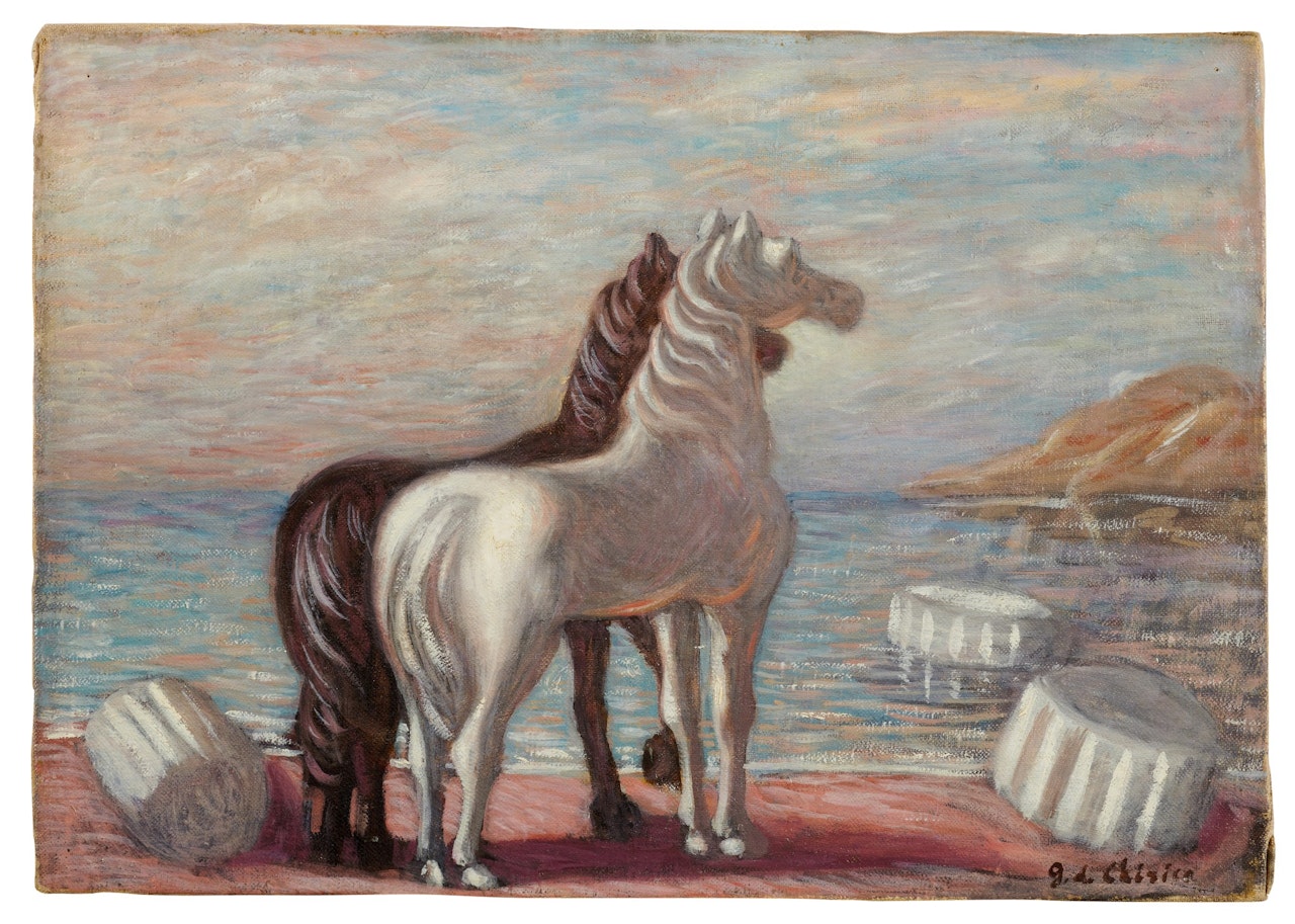 Cavalli in riva al mare by Giorgio de Chirico