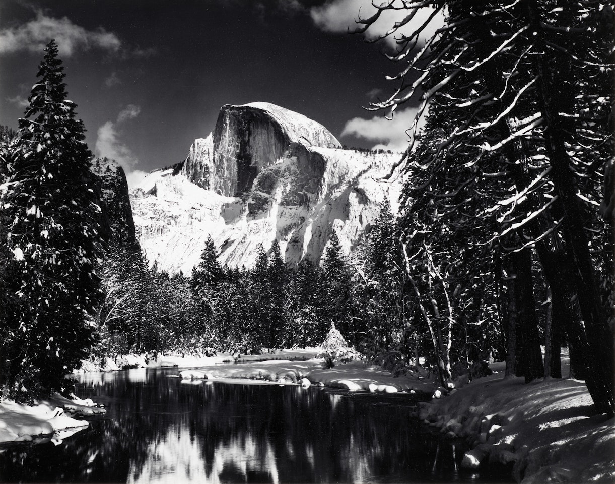Half Dome, Merced River, Winter, Yosemite Valley by Ansel Adams