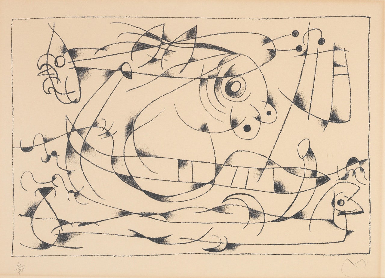 Plate XIII, from Ubu Roi (Mourlot 496; Cramer books 108) by Joan Miró