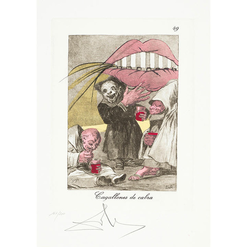 Plate 49, Cagallones de cabra (Goat Excrement), from Les Caprices de Goya by Salvador Dali